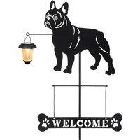SPETLEK Solar Dog Breed Welcome Stake for Lawn Patio Yard Garden Outdoor Decor in Black