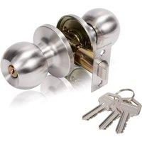 PAWNORA 1PCS Silver Entry knobsThree Handle Door Lock Set