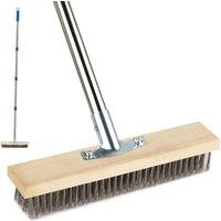 SPETLEK Wire Broom Brush Heavy Duty Stainless Steel Long Handle in Beige | Size: 100 cm x 15 cm