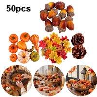 SPETLEK 50Pcs Autumn Decorations Artificial Halloween Fake in Brown | Size: 100 cm x 15 cm
