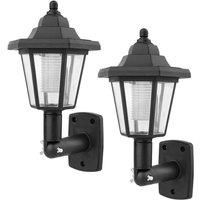 SPETLEK 2 X LED SOLAR POWERED WALL LANTERNS WALL LIGHT LAMP in Black