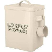PAWNORA Cream Metal Laundry Tin Storage with Scoop & Lid in Beige