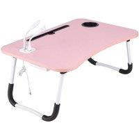 EONLION Laptop Bed Desk with USB, Fan & LED Pink | Size: 100 cm x 100 cm