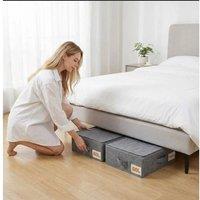 EONLION 2PCS 50L Under-Bed Storage Boxes Opaque Lid in Grey | Size: Large
