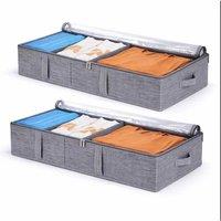 EONLION 2PCS 50L Under-Bed Storage Boxes Transparent Lid in Grey | Size: Large