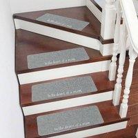 EONLION Non-Slip Carpet Stair Treads 14PCS Light Grey | Size: 100 cm x 100 cm