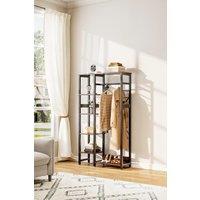 H&O Direct 5 Tiers Rustic Brown Clothes Rack with Storage Shelves
