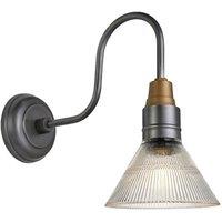 Industville Swan Neck Glass Funnel Wall Light, 7 Inch, Pewter in Dark Grey