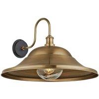 Industville Swan Neck Outdoor & Bathroom Giant Hat Wall Light, 21 Inch, Brass, Brass Holder, Globe Glass in Bronze