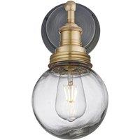 Industville Brooklyn Outdoor & Bathroom Wall Light, Brass Holder, Brass Ring, Globe Glass in Bronze