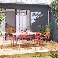 sweeek 6-seater metal garden table with 2 armchairs & 4 chairs in Terracotta