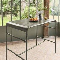 sweeek 4-seater metal garden bar table in Khaki