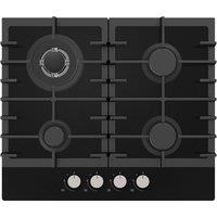 Statesman 4 Zone Gas Glass Hob, Front Dial Control, Automatic Ignition, 60 cm in Black