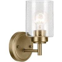 Netlighting Kichler Winslow Wall Lamp Classic Natural Brass Glass Shade 1x E27 in Gold