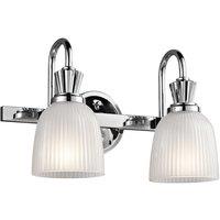 Netlighting Cora 2 Light Bathroom Wall Light Polished Chrome IP44 G9 in Grey