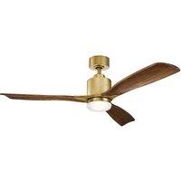 Netlighting Ridley II 132cm Ceiling Fan Dimmable LED Light Brass Remote Control in Gold