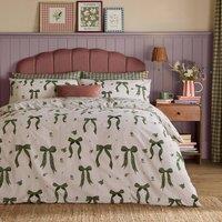 Furn Belle Stripe Reversible Duvet Cover Set in Green | Size: King