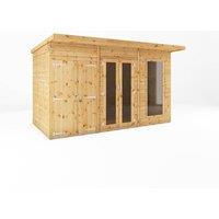 Mercia Maine Pent Summerhouse with Side Shed - L233.1 x W361.5 x H217 cm in Brown