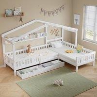 Matteo Single Tree-House Bed - Storage Bed With LED Light - White - Bed Frame