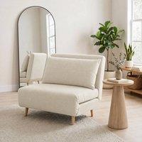 FurnitureboxUK Bobby White Boucle Fabric Single Folding Sofa Bed Chair