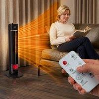 Coopers of Stortford Digital Oscillating Tower Heater with Fireplace, H80cm in Black