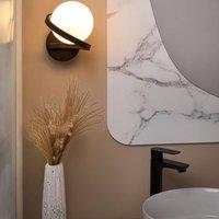 Wyld and Coco Wall Lamp - Black Iron Base with Frosted Glass Shade Minimalist