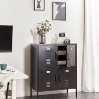 Wyld and Coco 4-Door Locker-Style Sideboard Cabinet - Wall-Mount Office Storage in Black