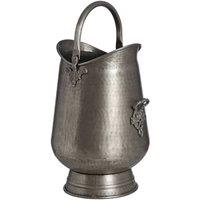 Hill Interiors Traditional Antique Pewter Metal Coal Log Bucket in Silver
