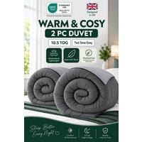 Pamposh 10.5 Tog 2 Tone Grey Duvet 2 Pack Hotel Quality Quilt | Size: Double