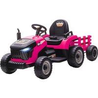 AIYAPLAY Ride on Tractor & Trailer, 12V Electric Ride on Tractor in Pink