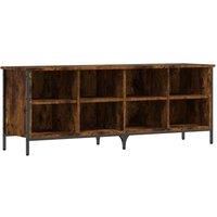 Berkfield Home Shoe Cabinet Smoked Oak 131x35x50 cm Engineered Wood in Brown | Size: 131 x 35 x 50 cm