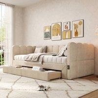 BTM 3FT Daybed Sofa Bed, 2 Drawers, USB, Extendable, Beige Chenille | Size: Single
