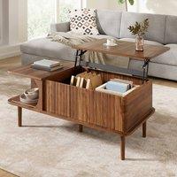 Merax Modern Lift Top Coffee Table with Sliding Door Storage in Walnut