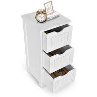 Gymax 3-Drawer Bathroom Floor Cabinet Side Storage Organizer Tower Cabinet in White