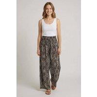 Izabel London Women's Abstract High Waist Wide Trousers in Black | Size: 14
