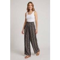 Izabel London Women's Abstract Wide High Waist Trousers in Navy | Size: 12