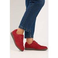 Yours Women's Retro Trainers in Wide E & Extra Wide EEE Fit in Red | Size: 7E