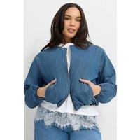 Yours Women's Barrel Jacket in Blue | Size: 22-24