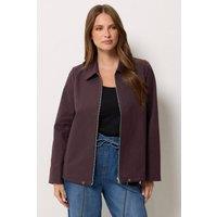 M&Co Women's Twill Tie Hem Bomber Jacket in Aubergine | Size: 10