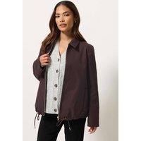 M&Co Women's Petite Tie Hem Bomber Jacket in Dark Brown | Size: 10