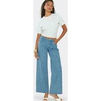 EGO Women's Straight Leg Denim Low Rise Jeans in Mid Blue | Size: 6