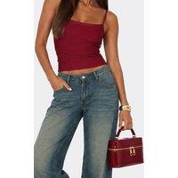 EGO Women's Vanity Style Patent Cross Body Bag in Dark Red