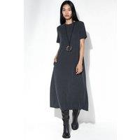Busem Women's Straight Midi Jersey T-Shirt Dress in Charcoal | Size: Small