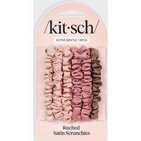 Kitsch Women's Ruched Satin Petite Scrunchies 6pc Set - Terracotta