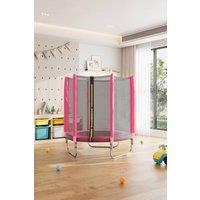 H&O Direct Outdoor Trampoline with Safety Enclosure in Pink
