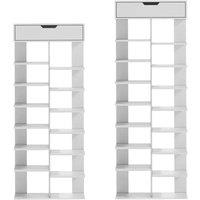 VOGREX 9-Tier Shoe Rack - Narrow Wooden Storage Cabinet Organizer in White