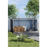 Garden Sanctuary Outdoor Garden Zinc Steel Firewood Log Storage Shed in Black