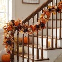 Garden Greatness 6ft Realistic Autumn Pumpkin Garland | Size: 1 Pack