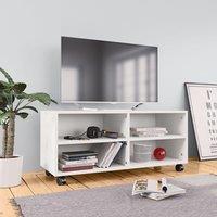 Berkfield Home TV Cabinet with Castors White 90x35x35 cm Engineered Wood | Size: 90 x 35 x 35 cm