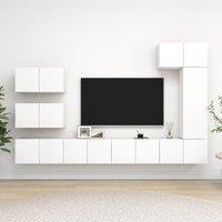 Berkfield Home 8 Piece TV Cabinet Set White Engineered Wood